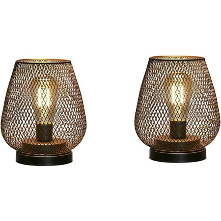 Set Of 2 Metal Cage Table Lamps, Edison Style Caged Table Lamp