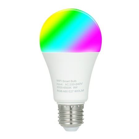 

9W Wi-Fi Smart Bulb Dual Mode White & RGB 16 Million Colors E27 Smart Lamp APP Remote Control Voice Control Timing Function Multi-colored LED Light Intelligent Wireless Bulb AC200-240V