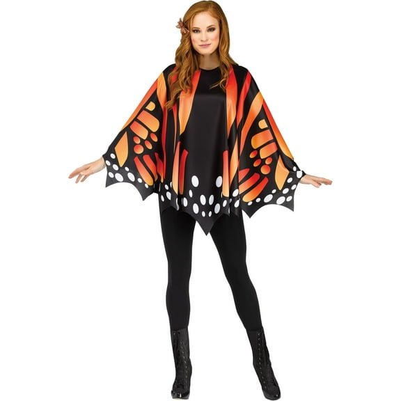 Monarch Butterfly Orange Poncho Women's Costume Accessory