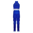 thumbnail image 4 of TSSOE Girls Modern Jazz Dance Outfits Tiered Tassels Latin Cha Cha Salsa Dance Crop Top with Pants Set for Competitions Royal Blue 6, 4 of 7