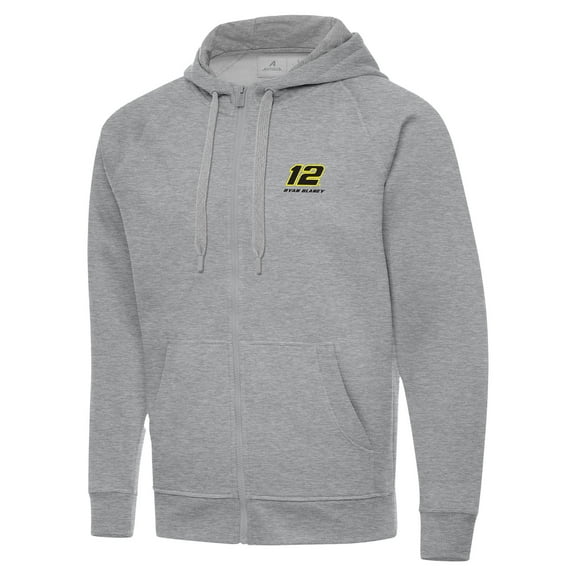 Men's-Antigua  Heather Gray Ryan Blaney Victory Full-Zip Hoodie