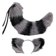 thumbnail image 4 of Accesorios de disfraz de cosplay Hugo Traje de juego de cosplay Cola de zorro Gris negro, 4 of 8