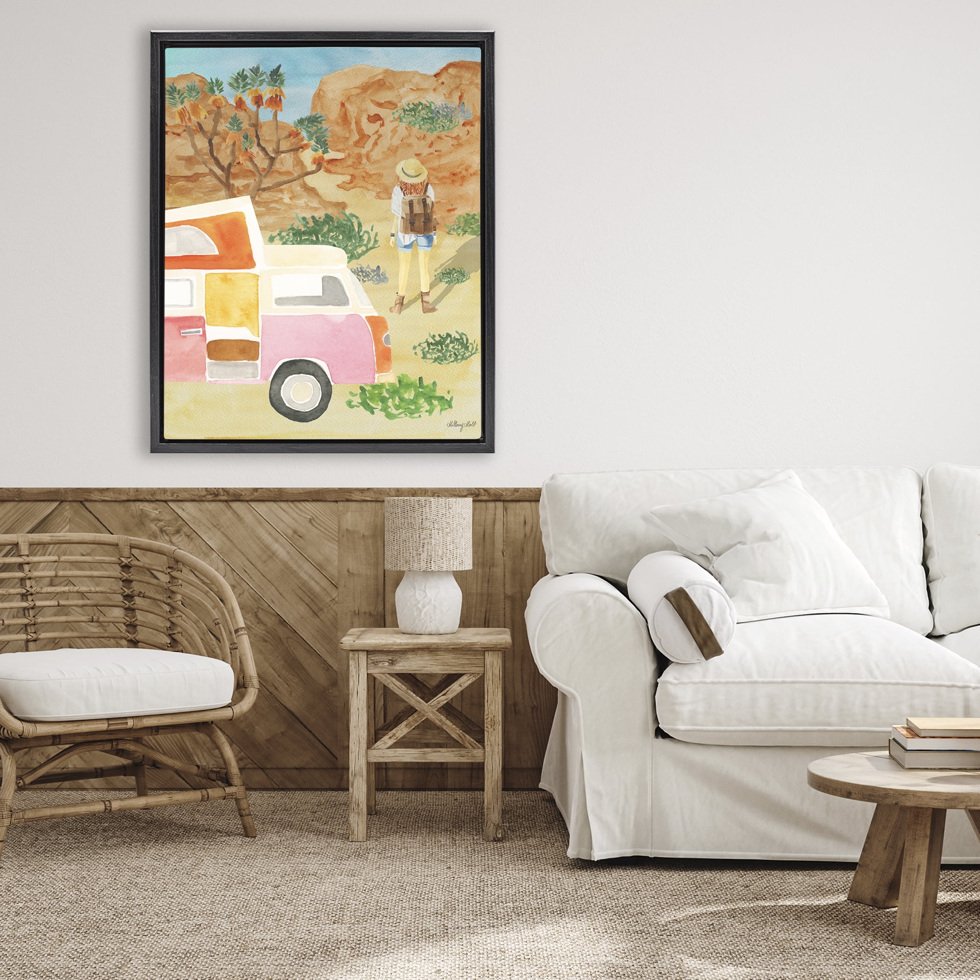 Stupell Industries Mojave Desert Road Trip Black Framed Floater Canvas Wall Art, design by Hillary Holt