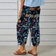 thumbnail image 4 of Pantalones de pierna ancha para mujer, estampado floral, cintura elástica, cierre con cordón, pantalones cortos con puños ceñidos, naranja S, 4 of 6