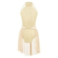 thumbnail image 2 of YONGHS Kids Girls Lyrical Dance Dress Sleeveless Figure Ice Skating Leoatrd Dancewear Champagne 16, 2 of 5