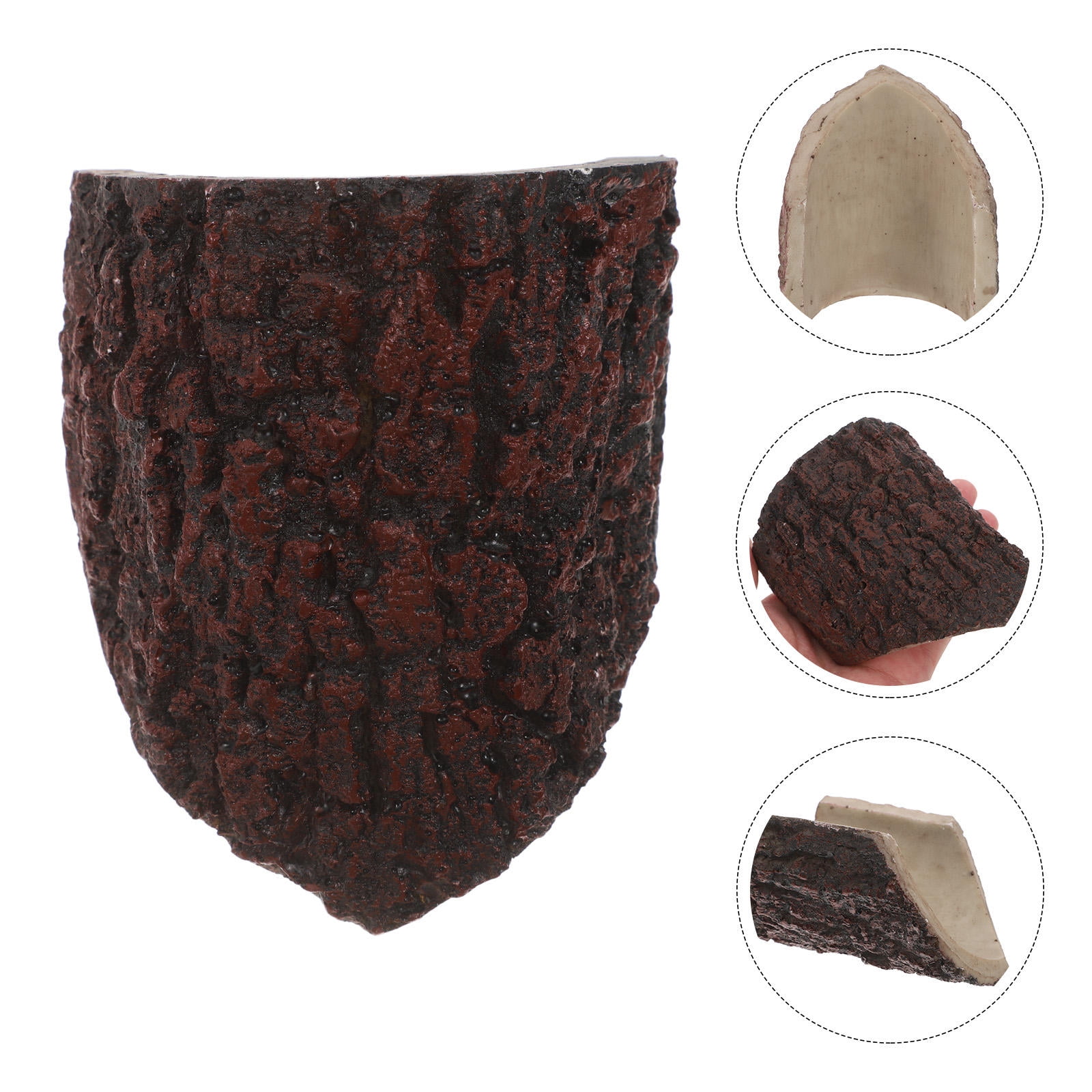 HONMEET Hide Resin Reptile Cave Hideout with Naturalistic Tree Trunk Design Habitat Accessory 1 Piece