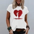 thumbnail image 2 of Hyknon Hauts pour Femmes Mode Été Saint-Valentin Imprimé Col Rond Manches Courtes Col Rond Haut/chemise Chandail Doux Polyvalent pour Sortir, 2 of 4