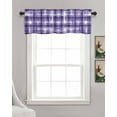 thumbnail image 3 of Purple Checkered Linen Curtain Valance for Bedroom/Bathroom/Kitchen/Office/Living/Dining Room Window,Vintage Watercolor Purple Plaid Rod Pocket Topper Decorative Cafe Drapes Panel 60"x18", 3 of 6