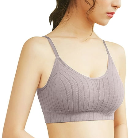 BKQCNKM Tank Top For Women Tank Tops Women Sports Bras Straps Cotton Striped Fitness Top Yoga Bra Crop Top Push Up Running Bra Workout Top Camisole Tops For Women