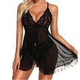 thumbnail image 5 of Puntoco Plus Size Nightdress Clearance,Women Mesh Lingerie Lace V-Neck Nightgown Babydoll Underwear Sleepwear Nightdress +Panties Black M(M), 5 of 9