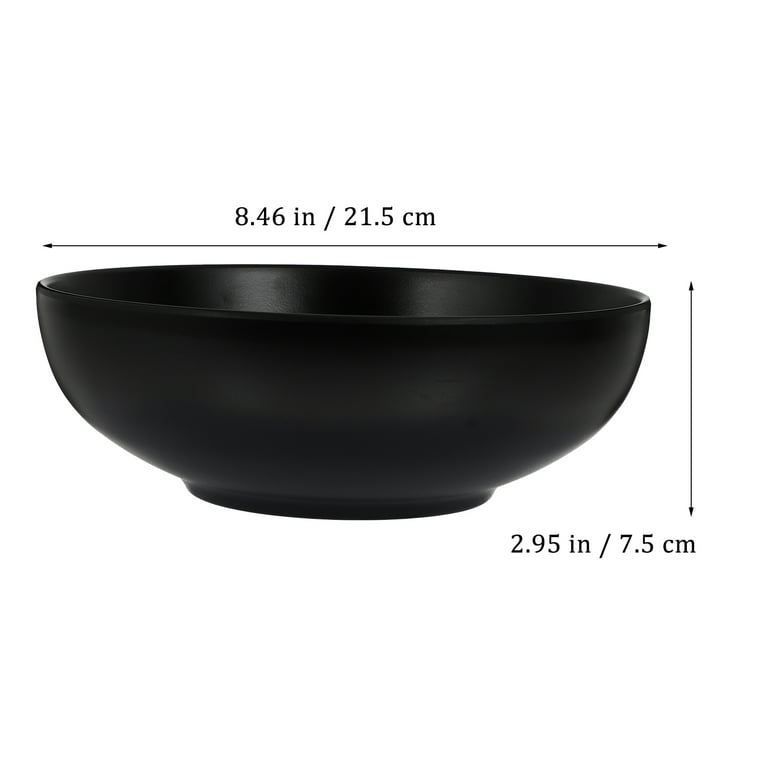 Asian Home Japanese Rice and Soup Bowls with Lid, All Black, Melamine Hard Plastic, for Rice, Miso Soup, 4.72 x 3.94, 10 oz. (2 Bowls)