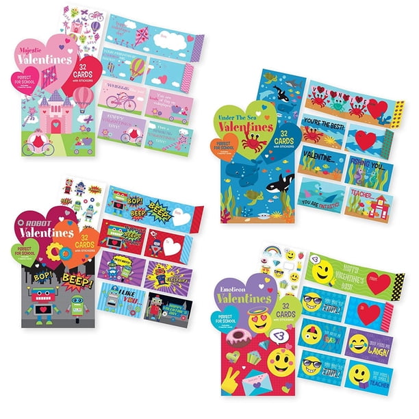 Kids Valentine S School Value Pack Cards 128 Valentine Cards Total Perfect For School Walmart Com Walmart Com