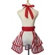 thumbnail image 5 of Preciosos delantales retro de algodón hechos a mano para mujeres y niñas, delantal de cocina para repostería, regalo para mamá (rojo), 5 of 5