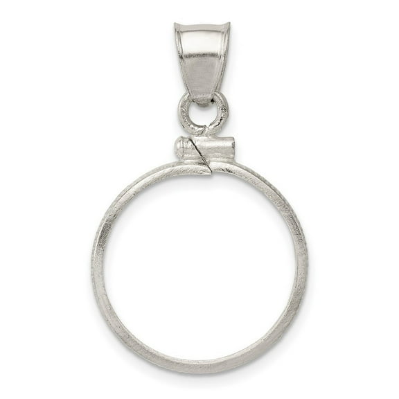 925 Sterling Silver Solid Polished Screw top 19.1 x 1.5mm $0.01 Plain disk Bezel Pendant Necklace - Pendant for Women