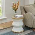 thumbnail image 3 of COSIEST Outdoor Patio 16.7-in Height Lightweight Concrete Accent Coffee Table with Faux Wood Tabletop, 3 of 6