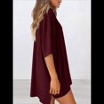 thumbnail image 4 of Traje Casual de Dos Piezas para Mujer, Camisa Holgada de Verano, Pantalones Cortos de Ciclismo, Ropa de Viaje para el Aeropuerto. Vino Tinto L, 4 of 6