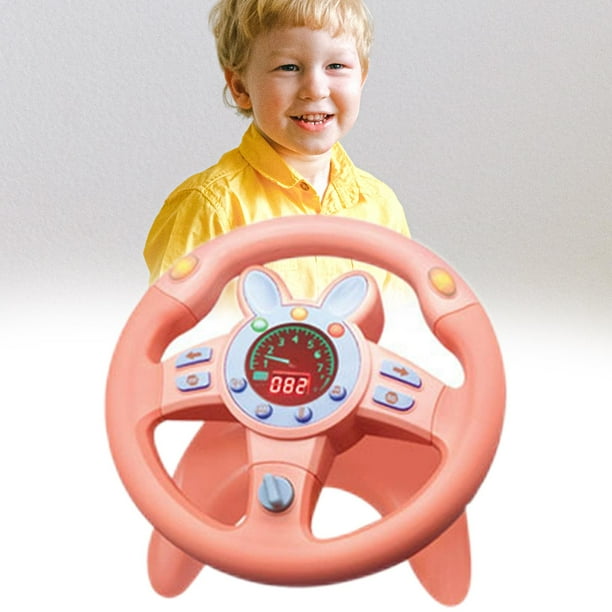 Juguetes de volante, kilómetro digital de educación temprana para y niñas de vibración simulada Controlador de conducción de juguete , Ronda rosa Hugo Volante simulado