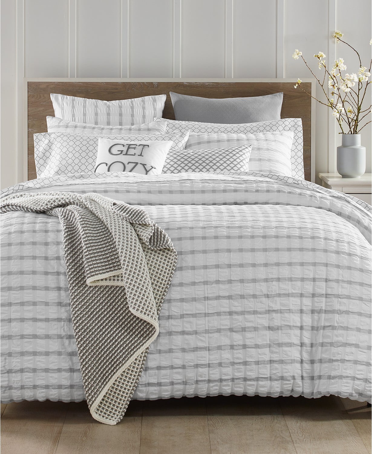 Charter Club Damask Designs Seersucker 150 Thread Count 3 Piece Full 