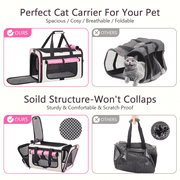 CshidWorld Collapsible Cat Carrier Pet Carrier for Large Cats (up to 25lbs), TSA Airline Approved Cats Carrier Soft Sided, Small Dog Travel Bag with a Bowl/Safety Leash-Pink