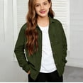 thumbnail image 2 of LIJCC Toddler Long Sleeve Corduroy Jacket Teen Boys Girls Button Down Lapel Shirt Fall Winter Coat Outwear for Kids(Blackish Green,7-8 Years), 2 of 9