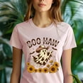 thumbnail image 5 of Boo Haw Cow Print Ghost Halloween Shirt | Western Spooky Sunflower Graphic Tee, Dark Heather, Size 3XL, 5 of 6