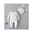 thumbnail image 3 of Honganda Combinaison Patchwork Rayée pour Garçons Tout-Petits Manches Longues/courtes Imprimé Rabbit + Chapeau de Dessin Animé, 3 of 8