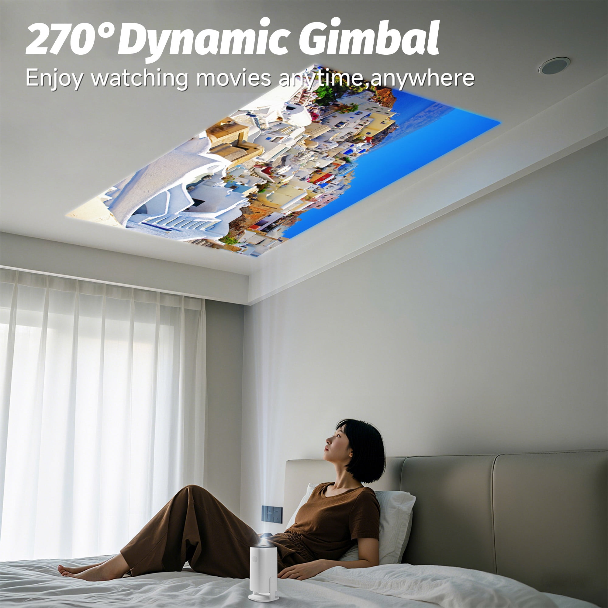 BDQ Smart 4K Mini Projector with Android 11, WiFi 6 & BT 5.0, Auto Keystone, 180° Rotatable, Portable Outdoor Movie Projector