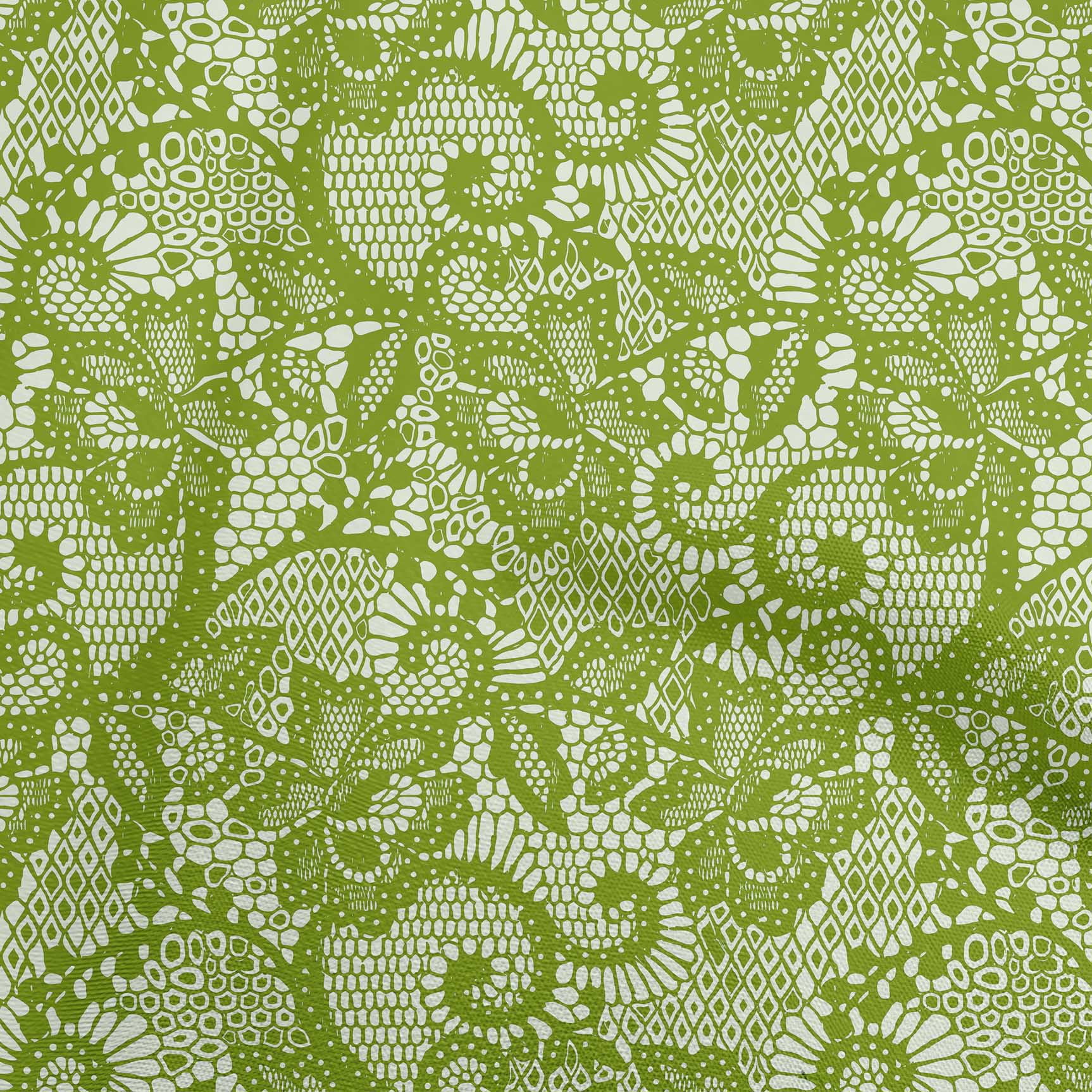 oneOone Cotton Jersey Light Green Fabric Lace Floral Craft Projects Decor Fabric Printed By The Yard 58 Inch Wide