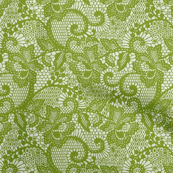 oneOone Cotton Poplin Light Green Fabric Lace Floral Quilting Supplies Print Sewing Fabric By The Yard 56 Inch Wide