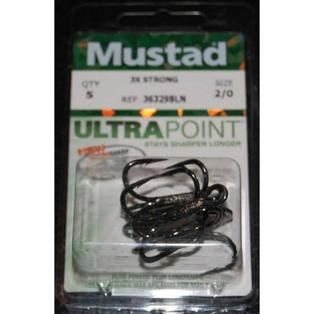 Mustad Ultra Point 3X Strong Treble Hook - Size 2/0 - Walmart.com ...