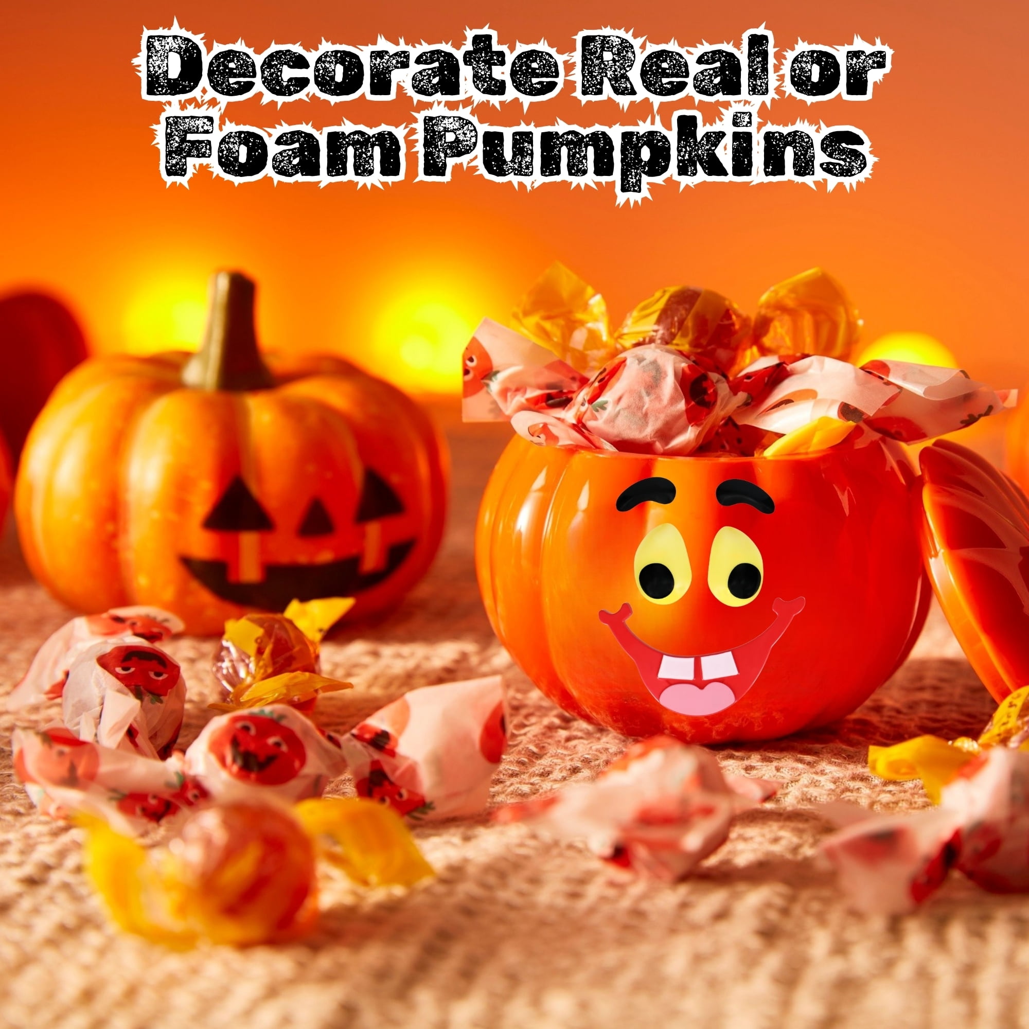 Halloween Pumpkin Decorating Kit 4-Pack, Monster Witch Bat Frankenstein No-Carve DIY Craft Set, Fall Party Spooky Decor with Snoep in Beperkte Oplage
