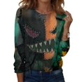 thumbnail image 3 of Trgacdwlo Halloween Sweatshirts for Women Vintage Ghost Pattern Long Sleeve Women's Tunics Spooky Season Fall Pullover Shirts, 3 of 8
