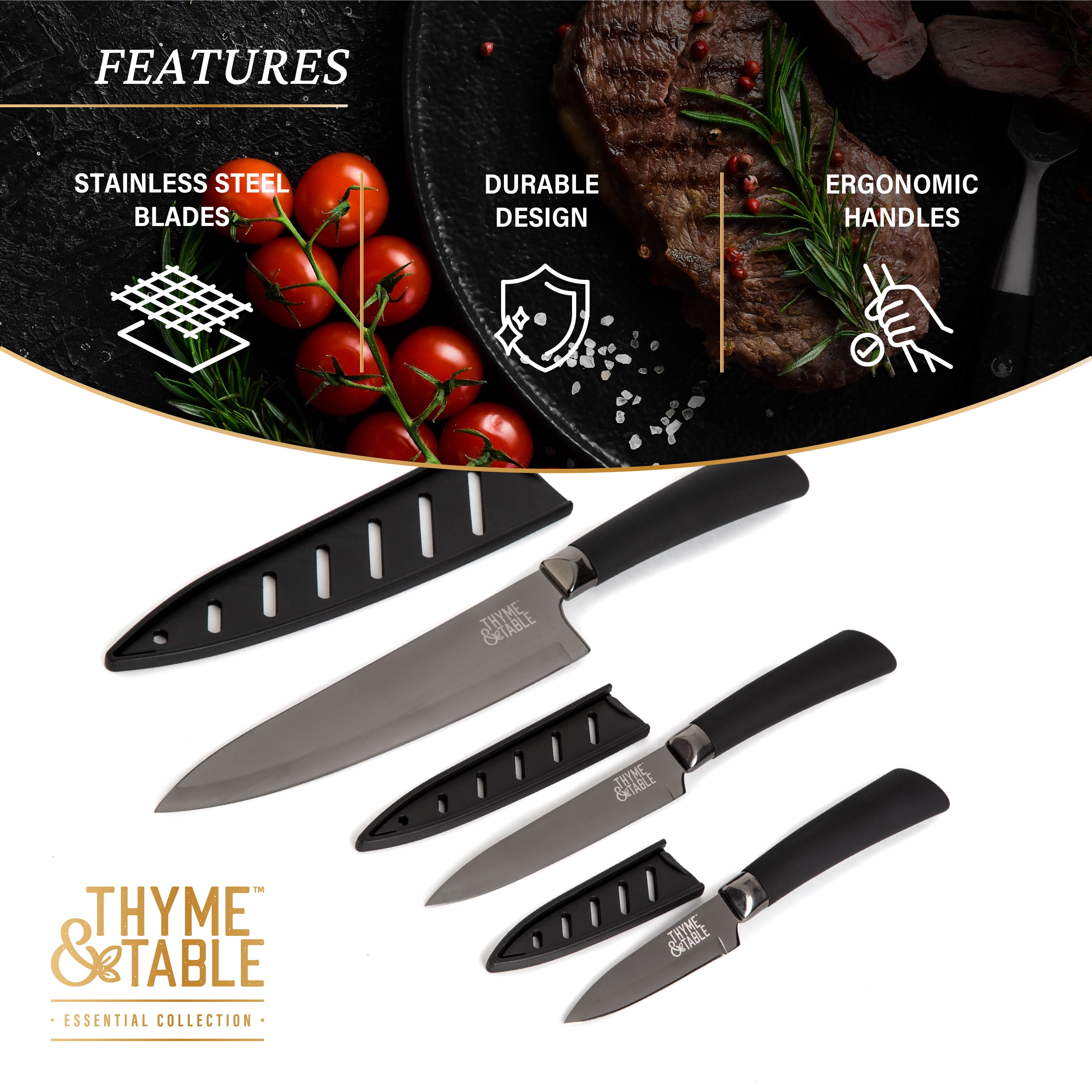 Taimasi High Carbon Stainless Steel Knife Set w/Holder