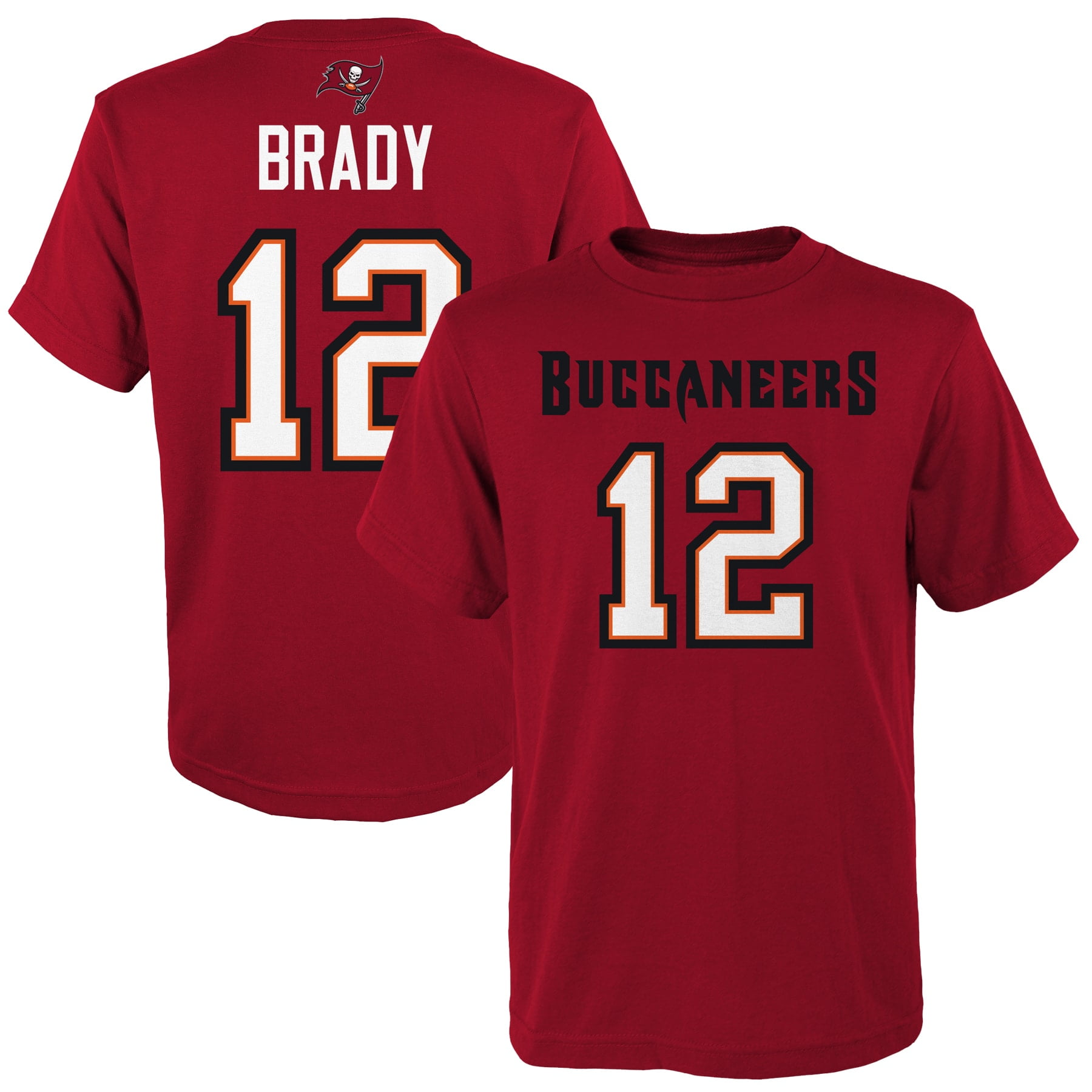 Youth Tom Brady Red Tampa Bay Buccaneers Mainliner Player Name & Number T-Shirt