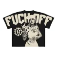 thumbnail image 1 of Camiseta negra estampada con nuevo patrón clásico de tendencia hip-hop, camiseta de manga corta punk de algodón con textura Y2K para hombre de talla grande, 1 of 3