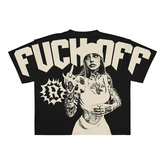 Camiseta negra estampada con nuevo patrón clásico de tendencia hip-hop, camiseta de manga corta punk de algodón con textura Y2K para hombre de talla grande