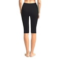 thumbnail image 2 of Solid Knee Length Short Spandex Yoga Leggings 3 Pack, Black, Brown, Navy, Fit Size 0-12 / XS-L, 2 of 6