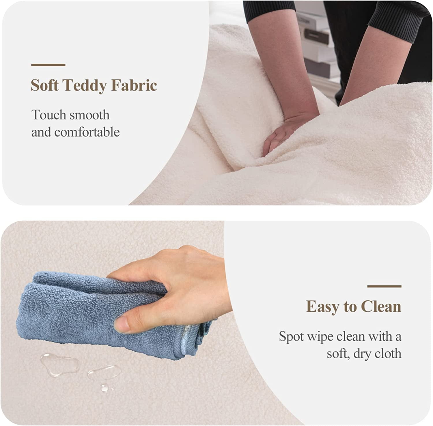 Sumdeal Soft Tufted Foam Bean Bag Chair For Adults, Fluffy Lazy Sofa Teddy Fabric Bean Bags Comfy Couch, Stuffed Bean Bag Sofa Reading Chair Lounge Chair for Bedroom, Living Room, Apartment, Ivory