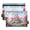 Castle Tree River Cloud, variant on Cartoon Dinosaur Surfing 2 Pack Pencil Pouch for 3 Ring Binder Smooth Zipper Folders with Pockets Clear Window Pencil Case