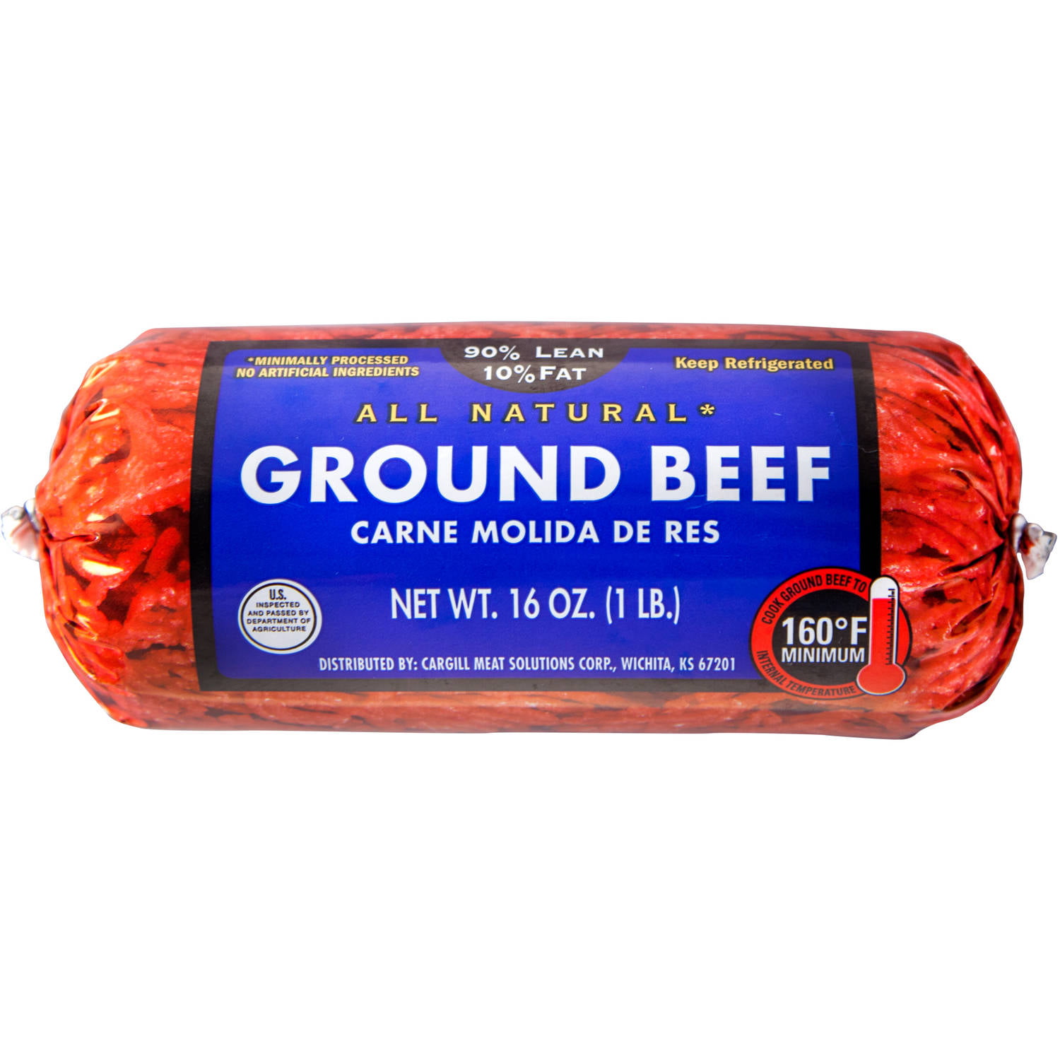 90 Lean 10fat Ground Beef Roll 1lb Walmart regarding Nutrition Facts 90 Lean Ground Beef