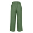 thumbnail image 4 of Miluxas Linen Pants for Women Casual Loose Elastic High Waisted Straight Leg Cotton Lounge Pants Trousers with Pockets Army Green 10(XL), 4 of 5