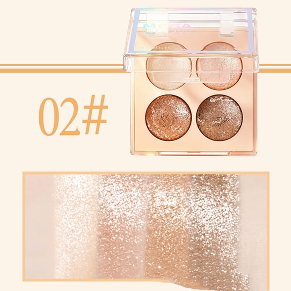 YiFudd 4-Color Pearlescent Shimmer Eyeshadow Palette 02, Shimmer & Pearl Finish for Soft Glow, Portable Compact Makeup Tray for Daily & Travel Use, 1 Palette