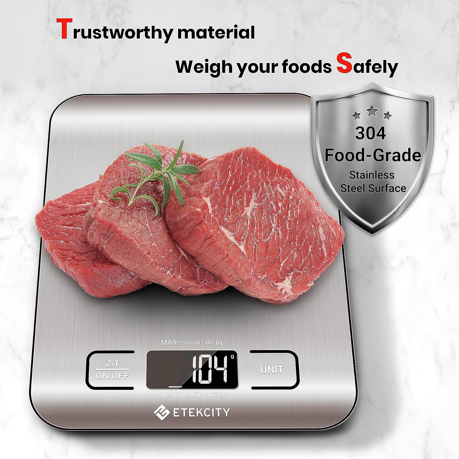 Etekcity Digital Food Scale, 11lb, Stainless Steel, Silver photo 5
