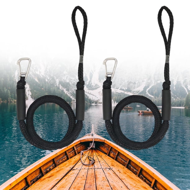Boat Bungee Dock Lines - Cuerda de amarre de 4 pies - Accesorios de muelle de navegación - para pontón, kayak, barco de pesca Negro 2 piezas Macarena Líneas de muelle de bungee