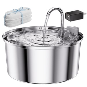 FURCLAN Stainless Steel Cat Water Fountain, 108oz, Silver