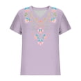 thumbnail image 4 of Sexlip Womens Swimsuit Set Delicate Floral Embroidery Cover Up Design V Neck Short Sleeve Casual Silhouette Breathable Fabric for Casual Beach Days Pink XXL, 4 of 5