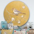 thumbnail image 3 of Designart 'Oiseau Doré sur Fleurs I' Art Mural Rond en Métal Style Ferme, 3 of 3