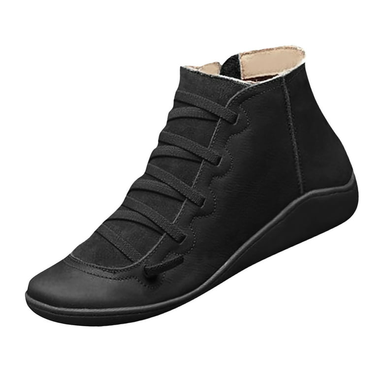 XZNGL Boots for Womens Boots Womens Casual Shoes Women Ladies Fashion  Comfort Big Size Slip on Casual Leather Shoes Boots