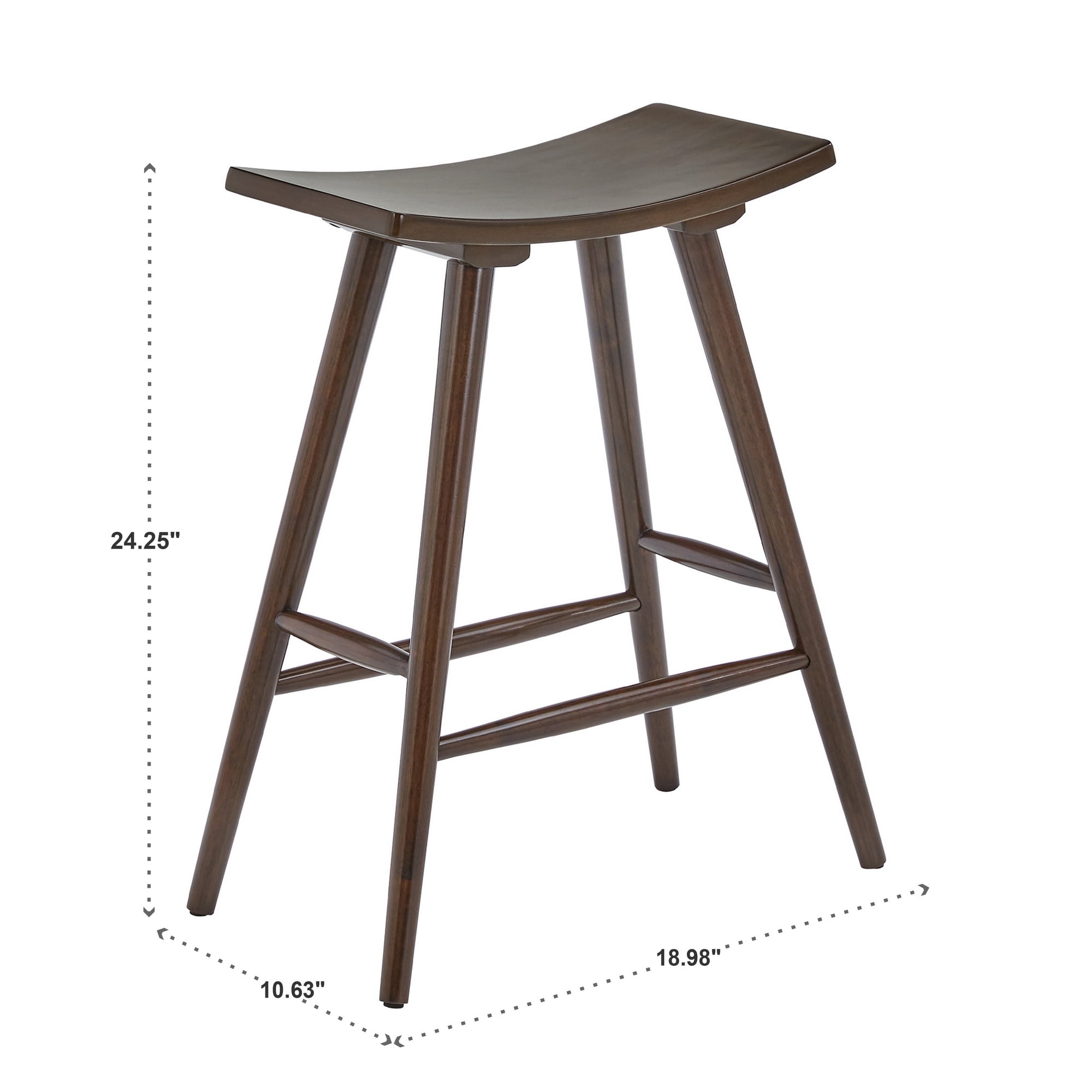 Weston Home Danville Solid Wood 24" Counter Stool, Set of 2, Dark Walnut Finish
