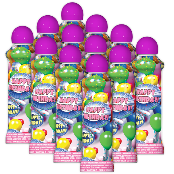 Happy Birthday One Dozen 3 oz. Purple Bingo Daubers